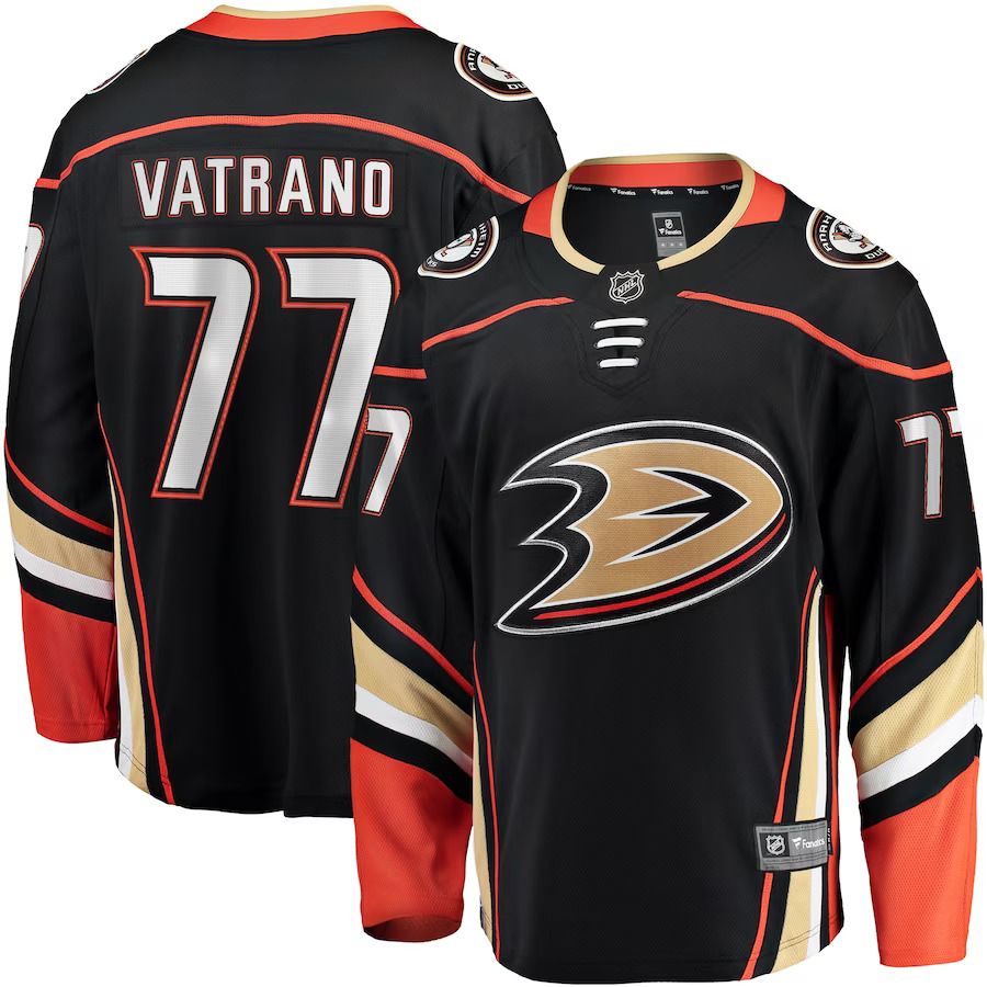 Men Anaheim Ducks 77 Frank Vatrano Fanatics Branded Black Home Breakaway Player NHL Jersey